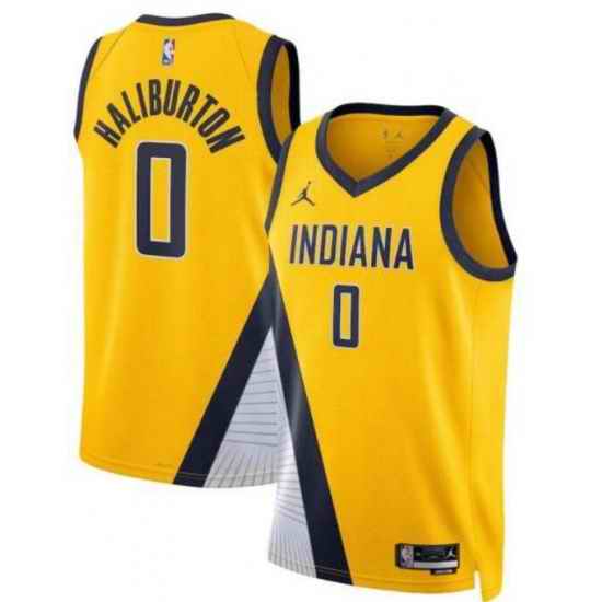 Men Indiana Pacers Tyrese Haliburton #0 2022 23 Association Edition Yellow Jersey